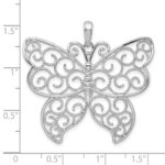 De-Ani Sterling Silver Rhodium-Plated Large Beaded Filigree Butterfly Pendant - Image 4
