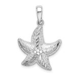 De-Ani Sterling Silver Rhodium-Plated Diamond-Cut Small Starfish Pendant
