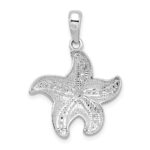 De-Ani Sterling Silver Rhodium-plated Polished Diamond-Cut Starfish Pendant - Image 3