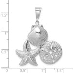 De-Ani Sterling Silver Rhodium-plated Polished and Textured Sea Life Pendant - Image 4