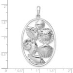 De-Ani Sterling Silver Rhodium-plated Polished Shells Oval Pendant - Image 6