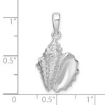 De-Ani Sterling Silver Rhodium-Plated Polished Conch Shell Pendant - Image 8
