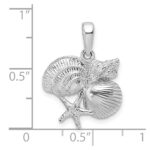 De-Ani Sterling Silver Rhodium-Plated Polished Shell Cluster Pendant - Image 6