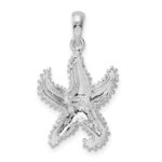 De-Ani Sterling Silver Rhodium-Plated Polished Beaded Starfish Pendant - Image 4