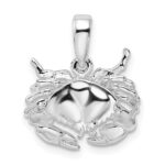 De-Ani Sterling Silver Rhodium-Plated Polished Stone Crab Pendant