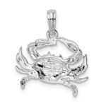 De-Ani Sterling Silver Rhodium-Plated Polished Blue Crab Pendant - Image 4