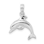 De-Ani Sterling Silver Rhodium-Plated Polished 3D Jumping Dolphin Pendant - Image 5