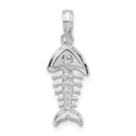 De-Ani Sterling Silver Rhodium-plated Polished 3D Fishbone Pendant