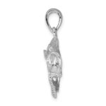 De-Ani Sterling Silver Rhodium-Plated Polished Jumping Bass Fish Pendant - Image 2