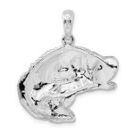 De-Ani Sterling Silver Rhodium-Plated Polished Jumping Bass Fish Pendant - Image 4