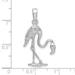 De-Ani Sterling Silver Rhodium-Plated Polished 3D Flamingo Pendant - Image 6