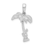 De-Ani Sterling Silver Rhodium-Plated 3D Palm Tree with Moving Climber Pendant - Image 4