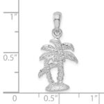 De-Ani Sterling Silver Rhodium-Plated Polished and Textured 3D Two Palm Trees Pendant - Image 6