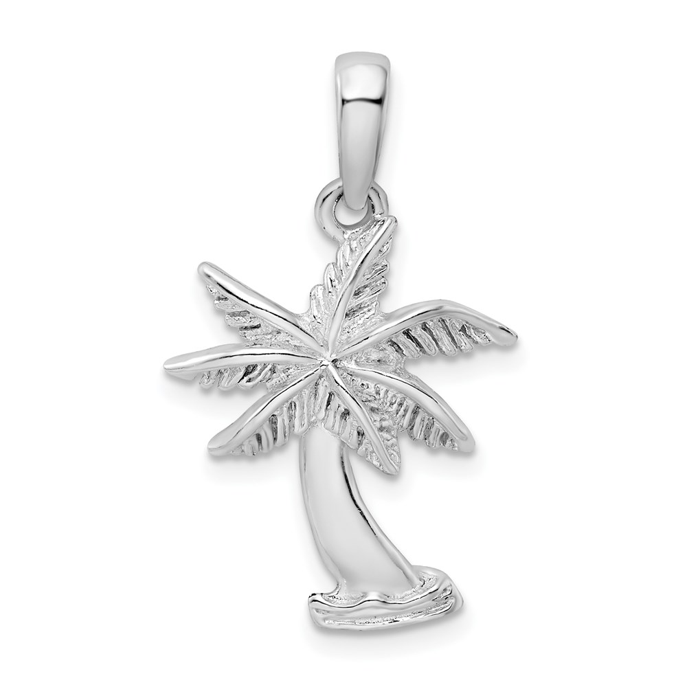 QC9871.jpg De-Ani Sterling Silver Rhodium-Plated Polished Palm Tree Pendant - Image 1