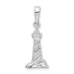 De-Ani Sterling Silver Rhodium-plated Polished 3D Cape Hatteras Lighthouse Pendant - Image 4