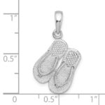 De-Ani Sterling Silver Rhodium-Plated Polished 3D Flip-flops Pendant - Image 6