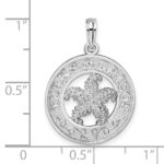 De-Ani Sterling Silver Rhodium-Plated Textured Turks and Caicos with Starfish Pendant - Image 6