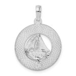 De-Ani Sterling Silver Rhodium-Plated Textured Turks and Caicos with Sailboat Pendant - Image 3