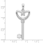 De-Ani Sterling Silver Rhodium-Plated 3D Key to My Heart Pretzel Top Key Pendant - Image 7