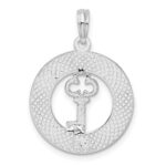 De-Ani Sterling Silver Rhodium-Plated Textured Siesta Key Florida with Key Pendant - Image 4