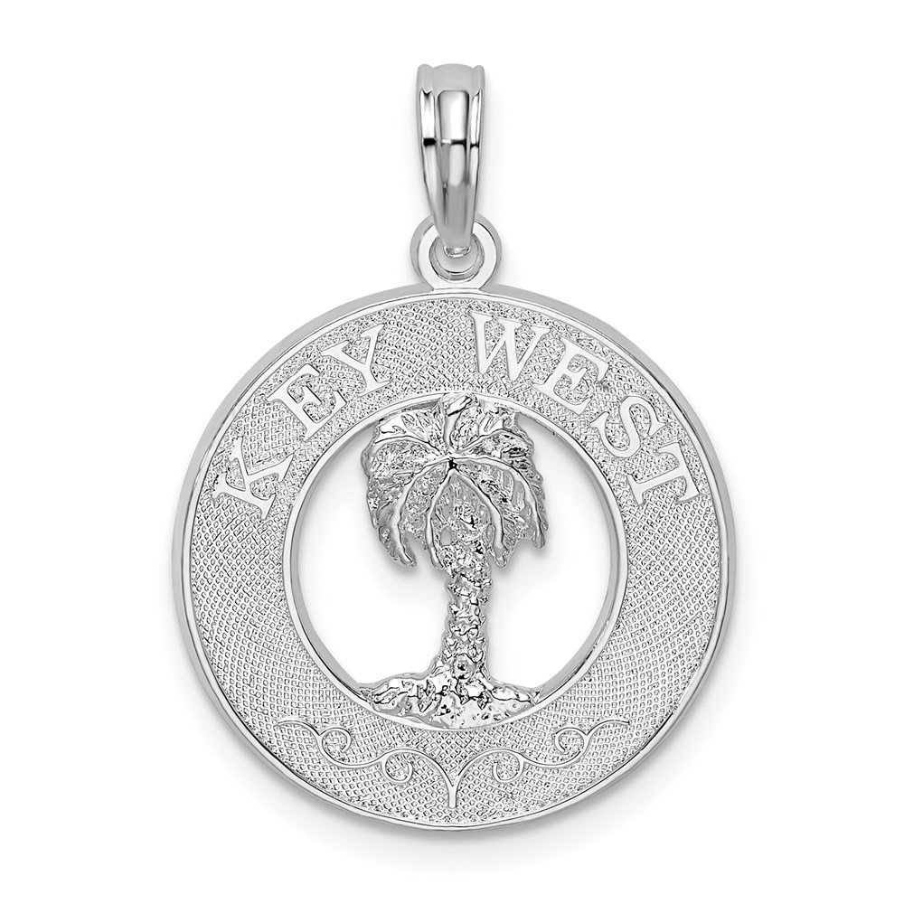 QC9923.jpg De-Ani Sterling Silver Rhodium-Plated Textured Key West with Palm Tree Pendant - Image 1