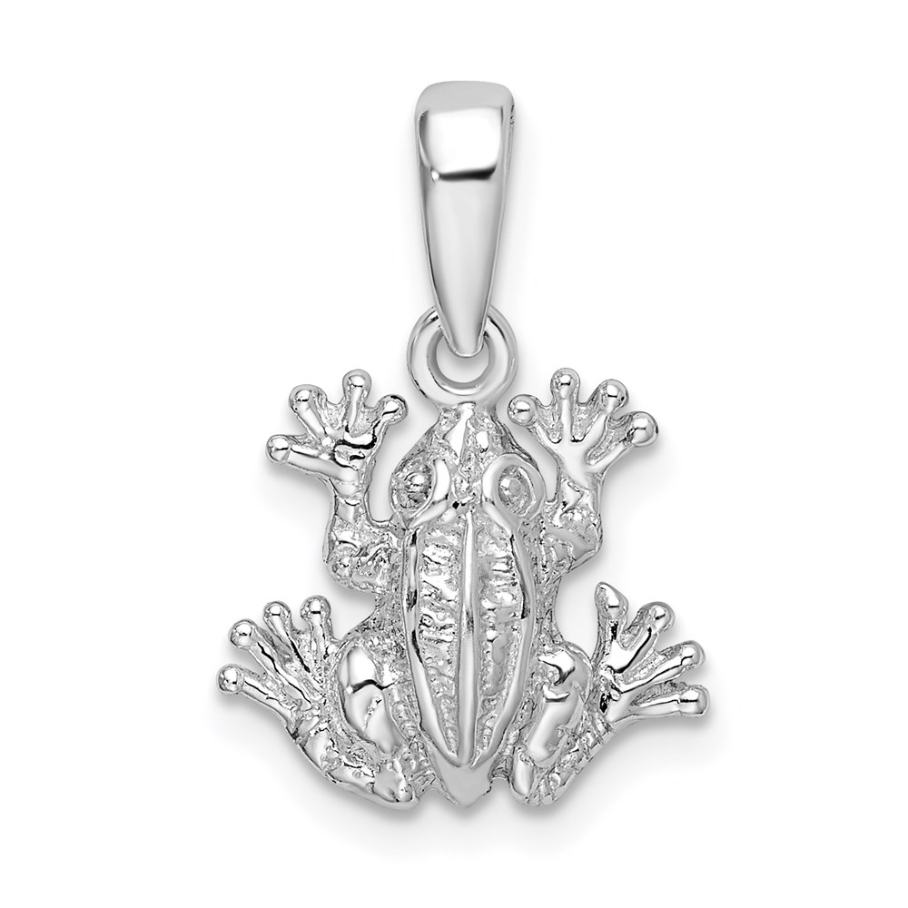 QC9927.jpg De-Ani Sterling Silver Rhodium-Plated Polished Frog Pendant - Image 1