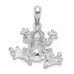De-Ani Sterling Silver Rhodium-Plated Polished Frog Pendant - Image 3