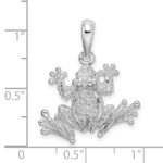 De-Ani Sterling Silver Rhodium-Plated Polished Frog Pendant - Image 4