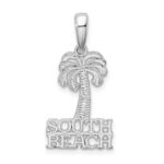De-Ani Sterling Silver Rhodium-Plated Polished South Beach Palm Tree Pendant