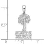 De-Ani Sterling Silver Rhodium-Plated Polished South Beach Palm Tree Pendant - Image 4