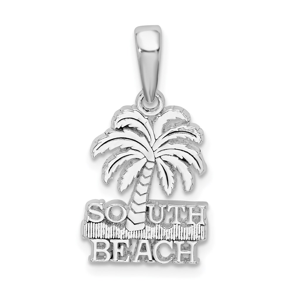 QC9944.jpg De-Ani Sterling Silver Rhodium-Plated Polished South Beach Palm Tree Pendant - Image 1