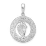 De-Ani Sterling Silver Rhodium-Plated Polished Antigua W.I. Circle Shell Pendant - Image 3