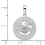 De-Ani Sterling Silver Rhodium-Plated Polished Antigua W.I. Circle Frog Pendant - Image 4