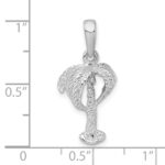 De-Ani Sterling Silver Rhodium-Plated Polished Palm Tree with Coconuts Pendant - Image 4