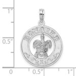 De-Ani Sterling Silver Rhodium-Plated Polished Bonaire Circle with Turtle Pendant - Image 4