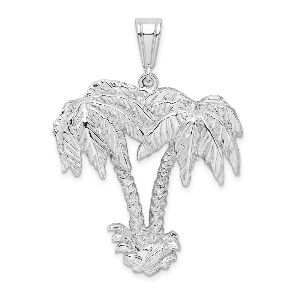 QC9956.jpg De-Ani Sterling Silver Rhodium-Plated Polished Palm Trees Pendant - Image 1