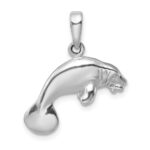 De-Ani Sterling Silver Rhodium-Plated Polished 3D Manatee Pendant