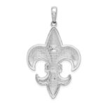 De-Ani Sterling Silver Rhodium-Plated Polished Large Fleur de Lis Pendant - Image 3
