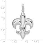 De-Ani Sterling Silver Rhodium-Plated Polished Large Fleur de Lis Pendant - Image 4