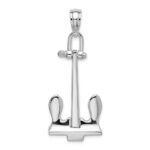 De-Ani Sterling Silver Rhodium-Plated 3D Moveable Navy Anchor Pendant - Image 3