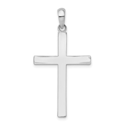 De-Ani Sterling Silver Rhodium-plated Polished Front Textured Back Latin Cross Pendant