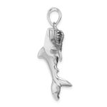 De-Ani Sterling Silver Rhodium-Plated Polished 3D Swimming Shark Pendant - Image 2