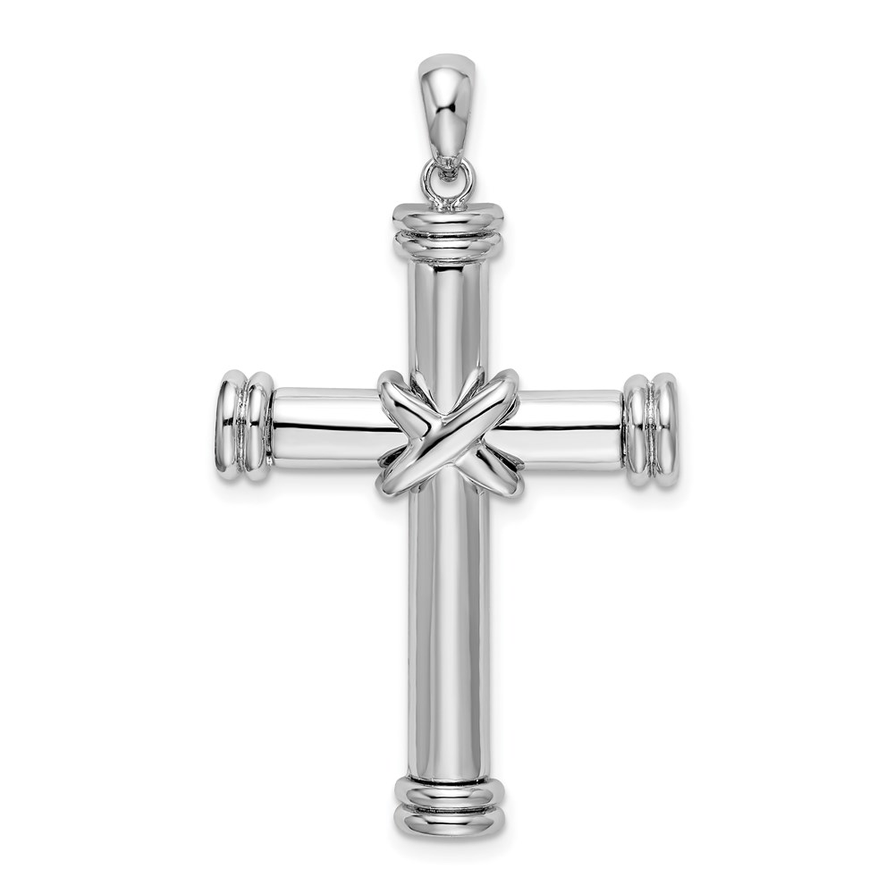 QC9969.jpg De-Ani Sterling Silver Rhodium-Plated Polished X-Center Latin Cross Pendant - Image 1