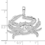 De-Ani Sterling Silver Rhodium-Plated Polished Blue Crab Pendant - Image 4