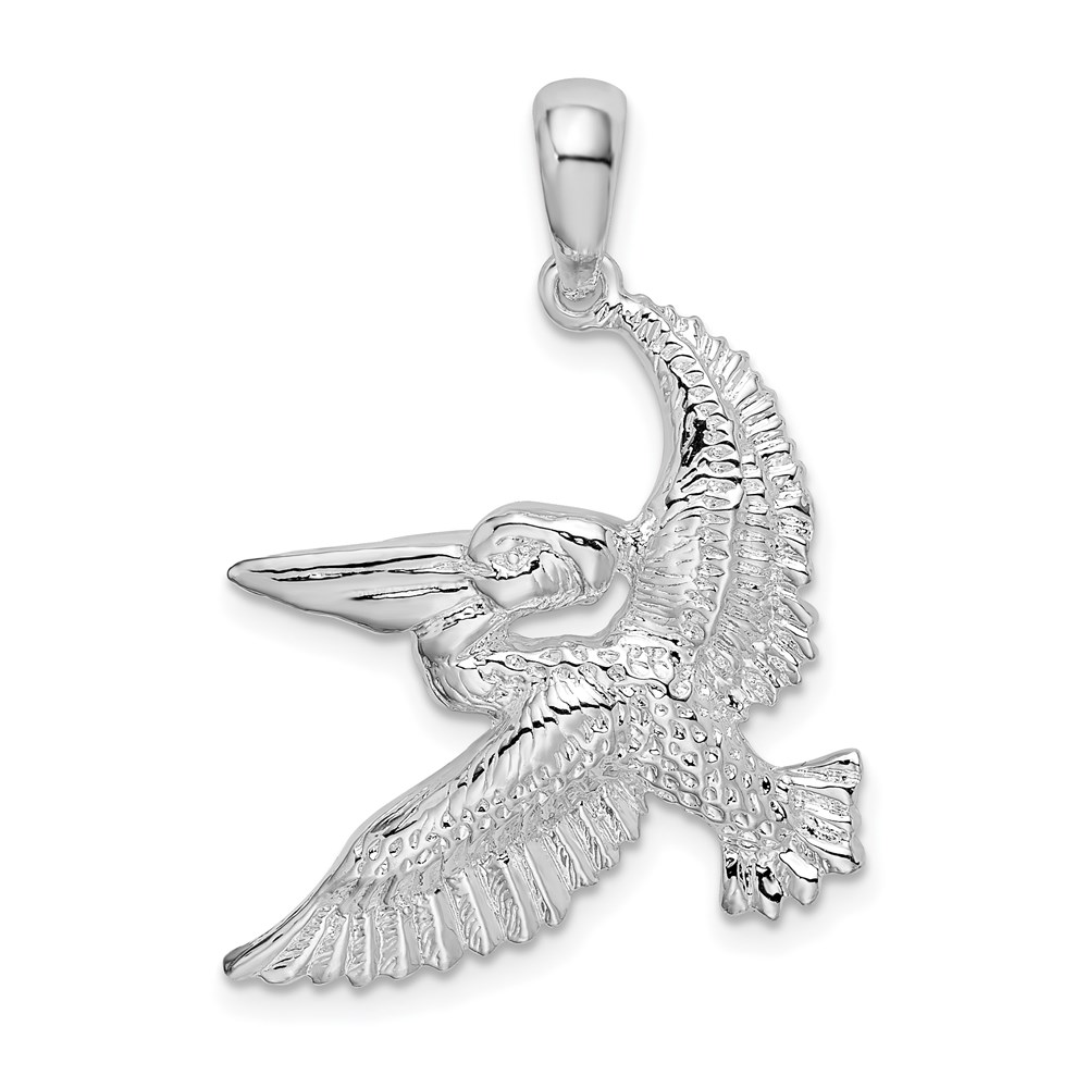 QC9982.jpg De-Ani Sterling Silver Rhodium-plated Polished Flying Pelican Pendant - Image 1