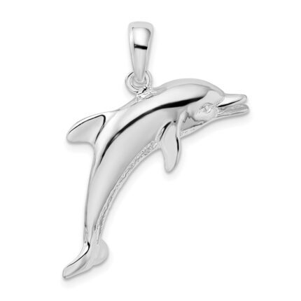 De-Ani Sterling Silver Rhodium-Plated Polished Jumping Dolphin Pendant