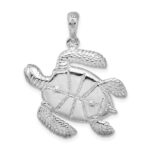 De-Ani Sterling Silver Rhodium-Plated Polished 3D Large Sea Turtle Pendant - Image 3