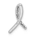 Sterling Silver Rhodium Diam. Awareness Ribbon Pendant - Image 4