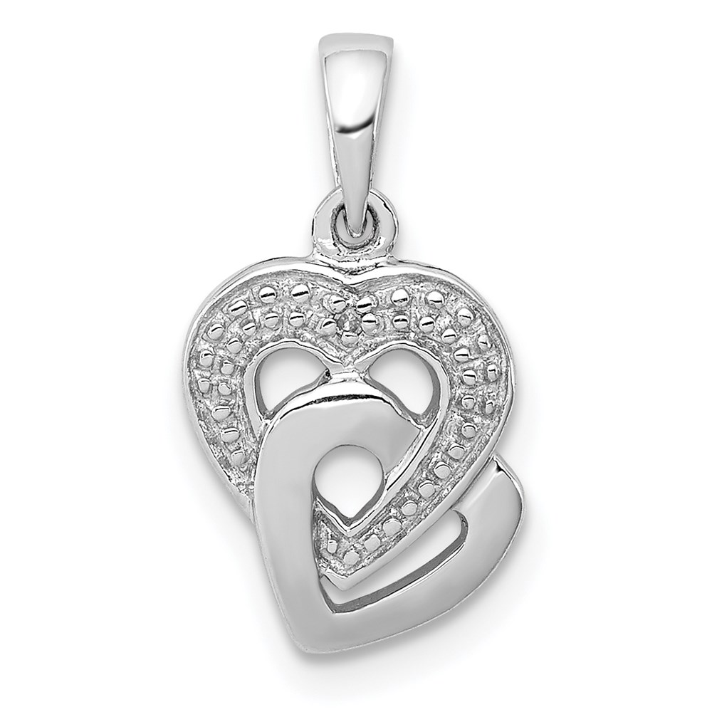 QDX264.jpg Sterling Silver Rhodium Diam. Accent Heart Pendant - Image 1