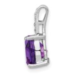 Sterling Silver Rhodium Plated Amethyst and Diamond Pendant - Image 2